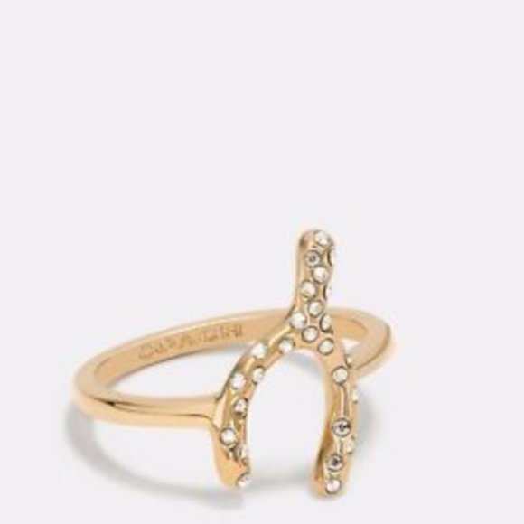 COACH Pave‎ Wishbone Ring in Gold - Picture 5 of 5